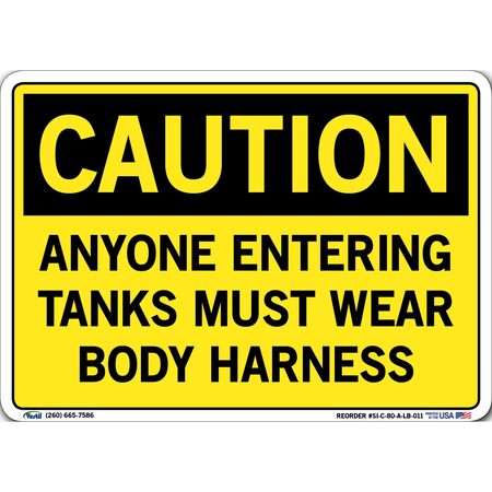 Vestil Sign, Caution, 10.5x7.5", Label/Decal, .011, SI-C-80-A-LB-011 SI-C-80-A-LB-011